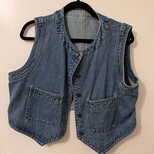 Blue Denim Vest with Pockets
